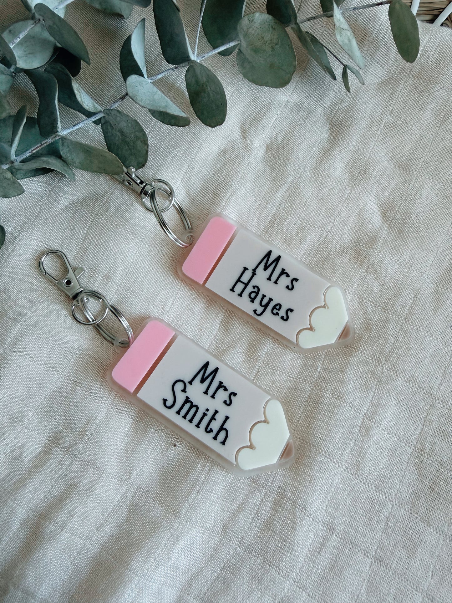 Personalised pencil keyring