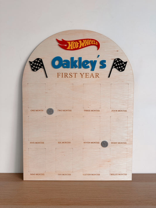 12 month photo board - Hot wheels