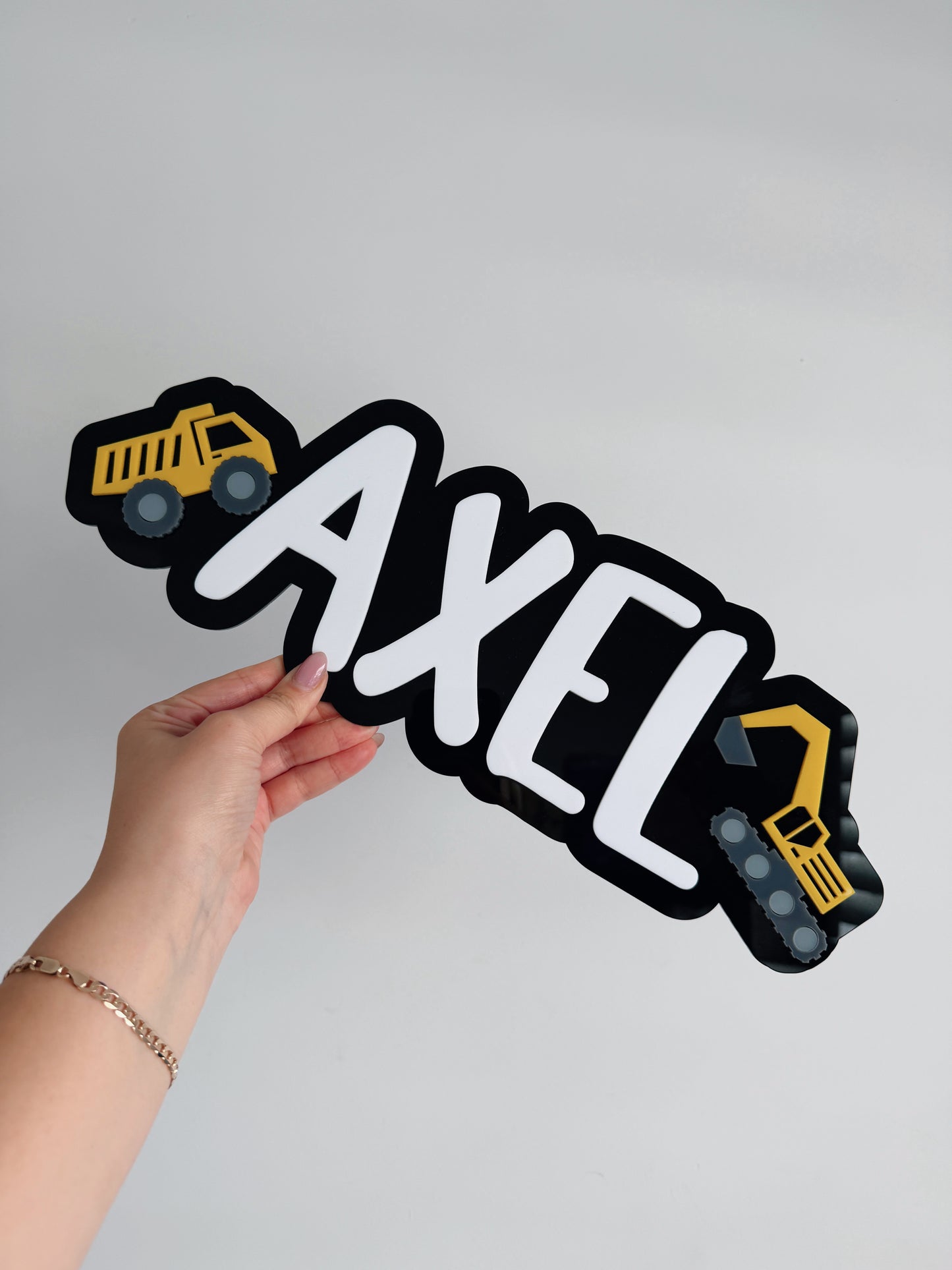 Construction bubble name sign