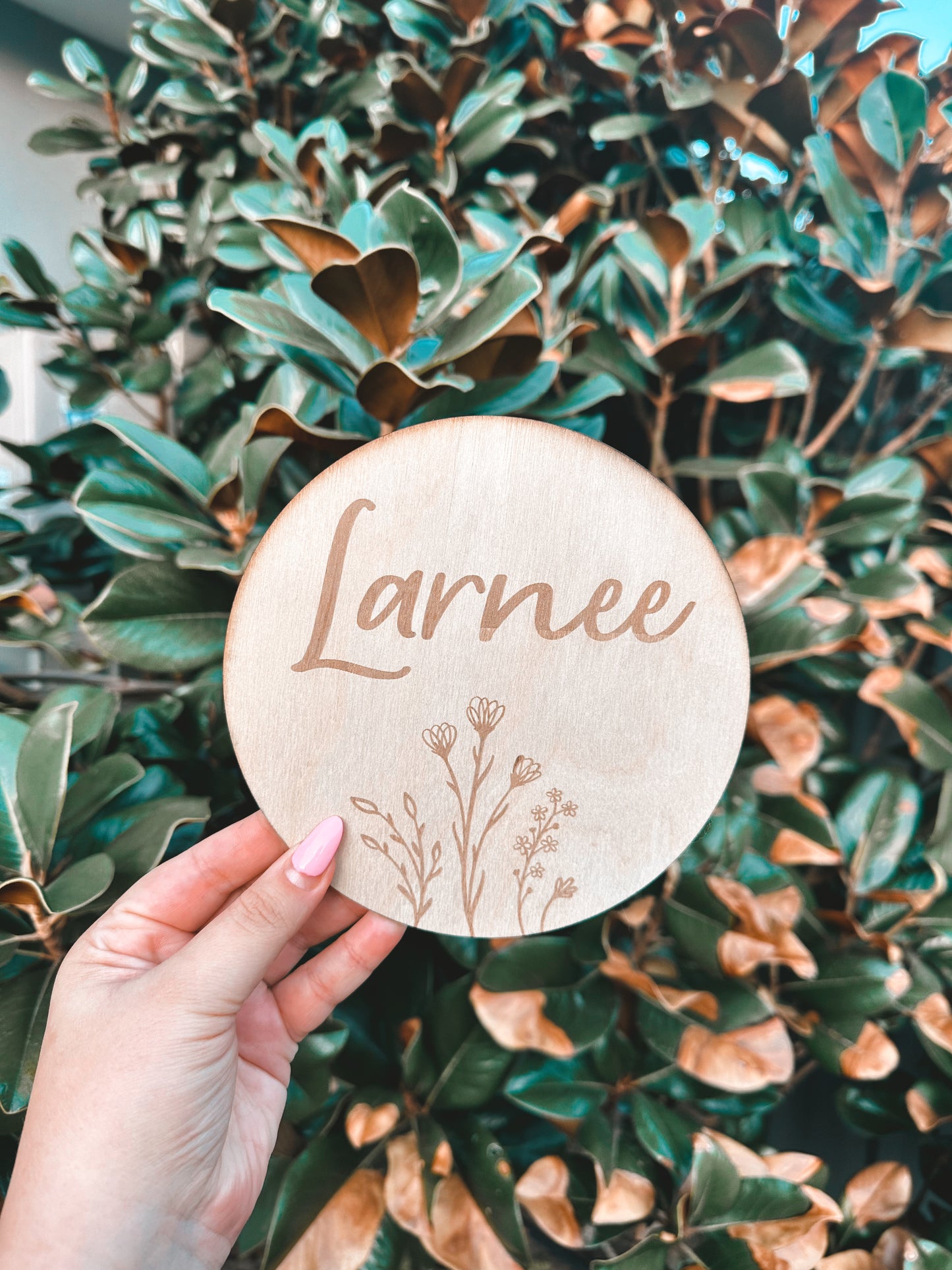 Wildflower engraved name plaques