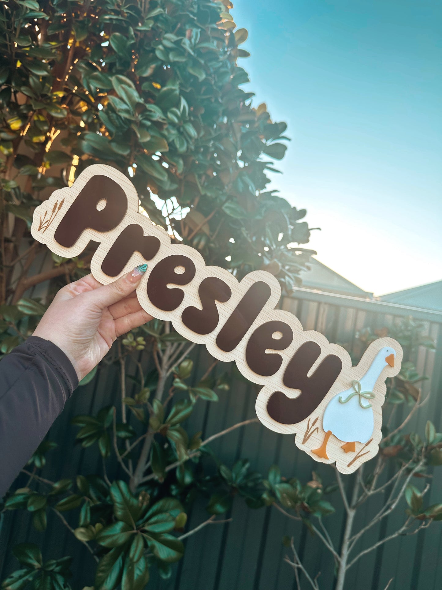 Goose bubble name sign