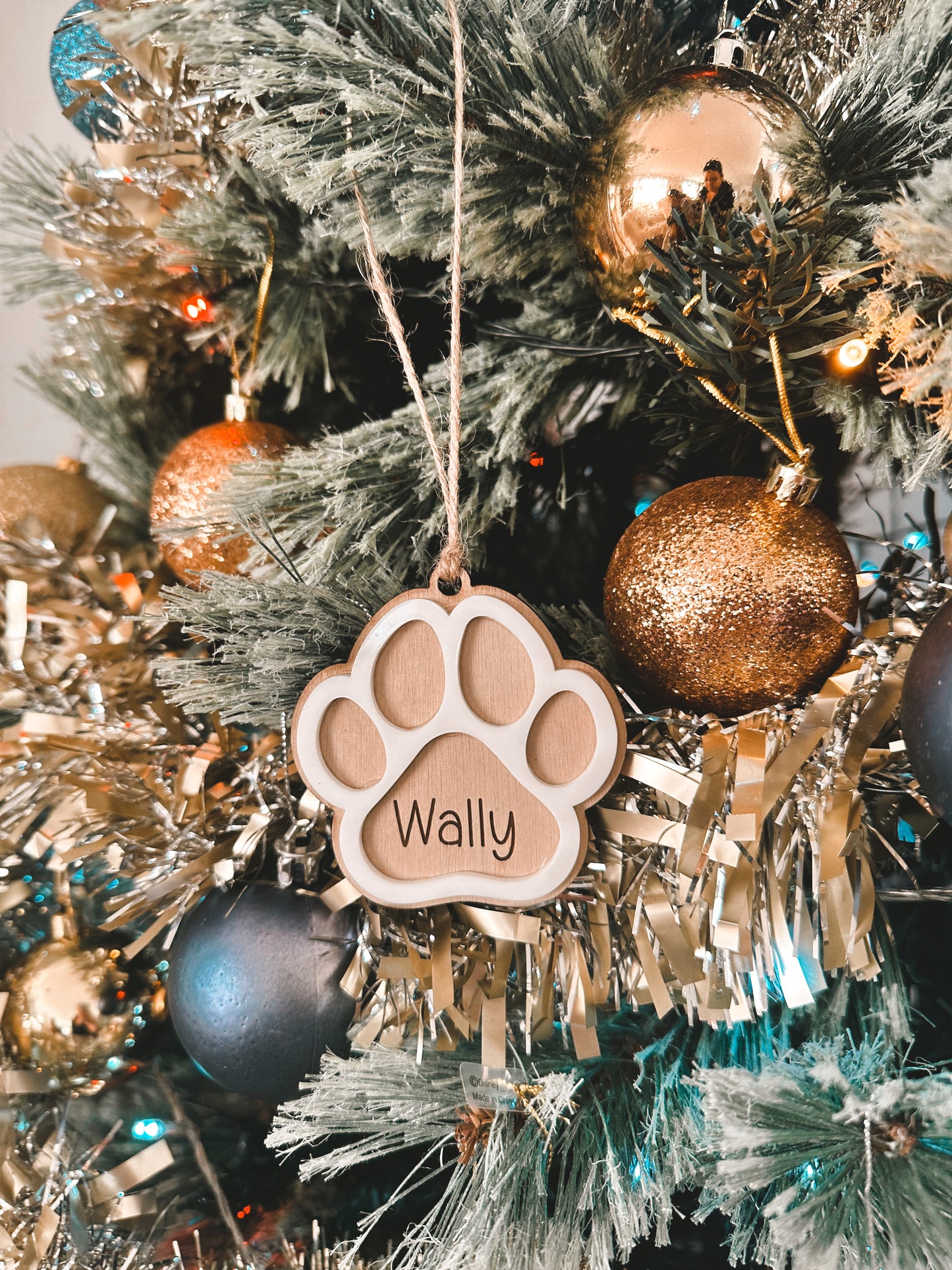 Pet Christmas ornament - paw + bone