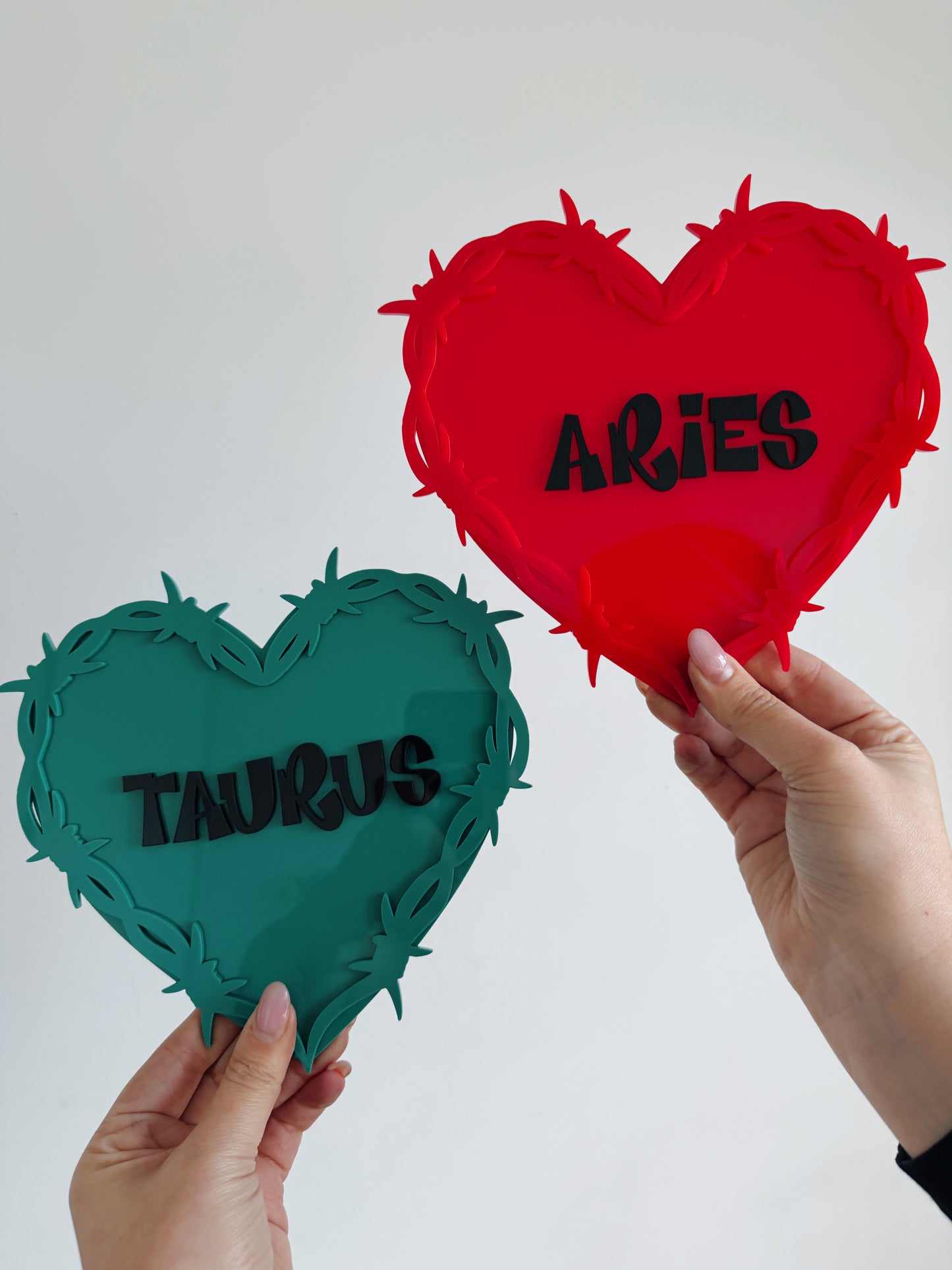 Zodiac barb wire heart wall plaques
