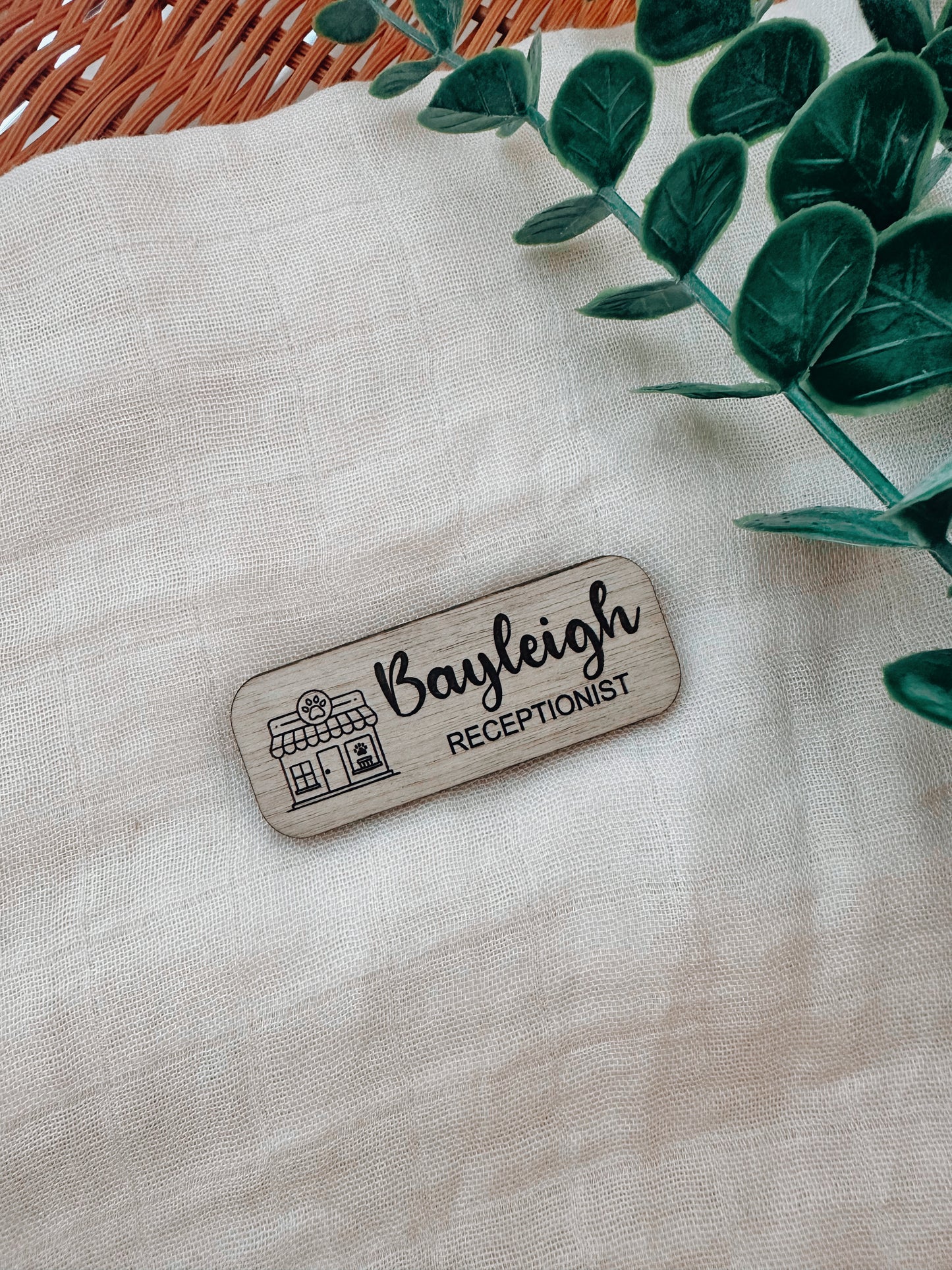 Wooden name badge