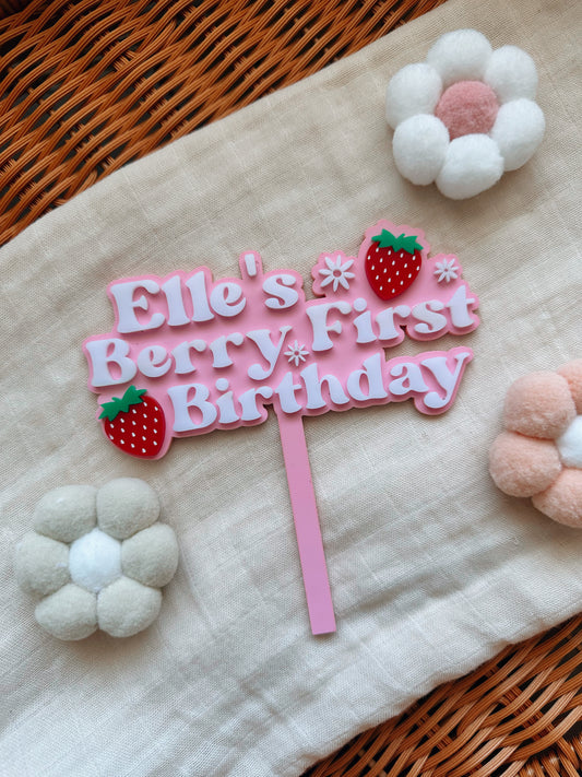 Berry first cake topper