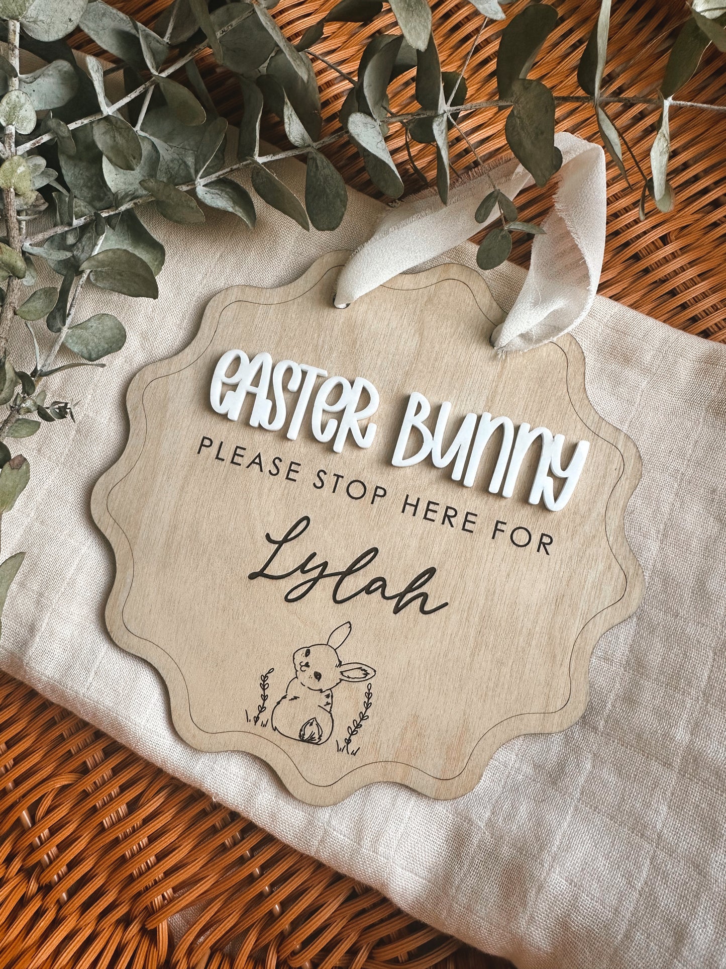 Stop here Easter bunny sign