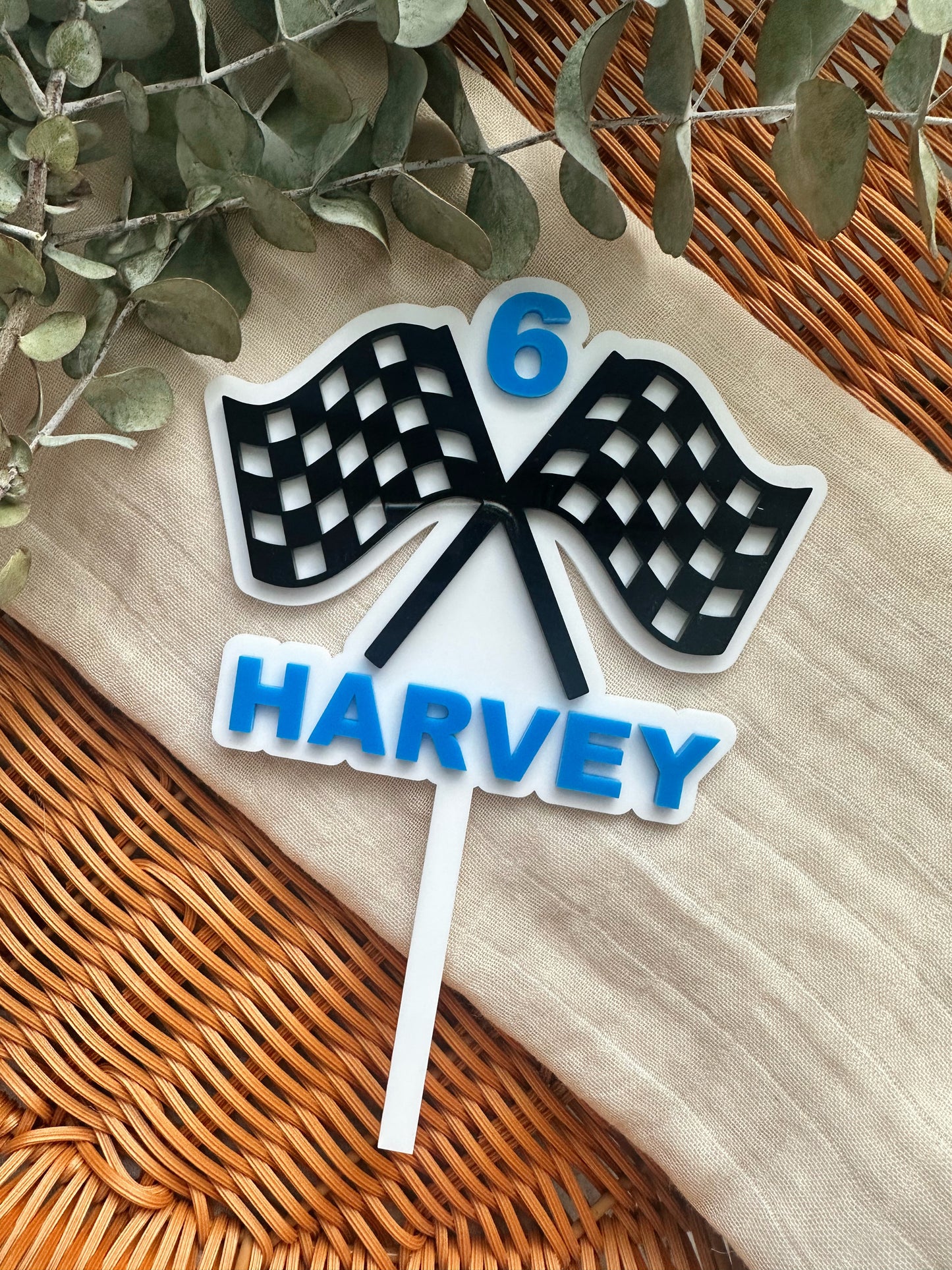 Racing flag cake topper