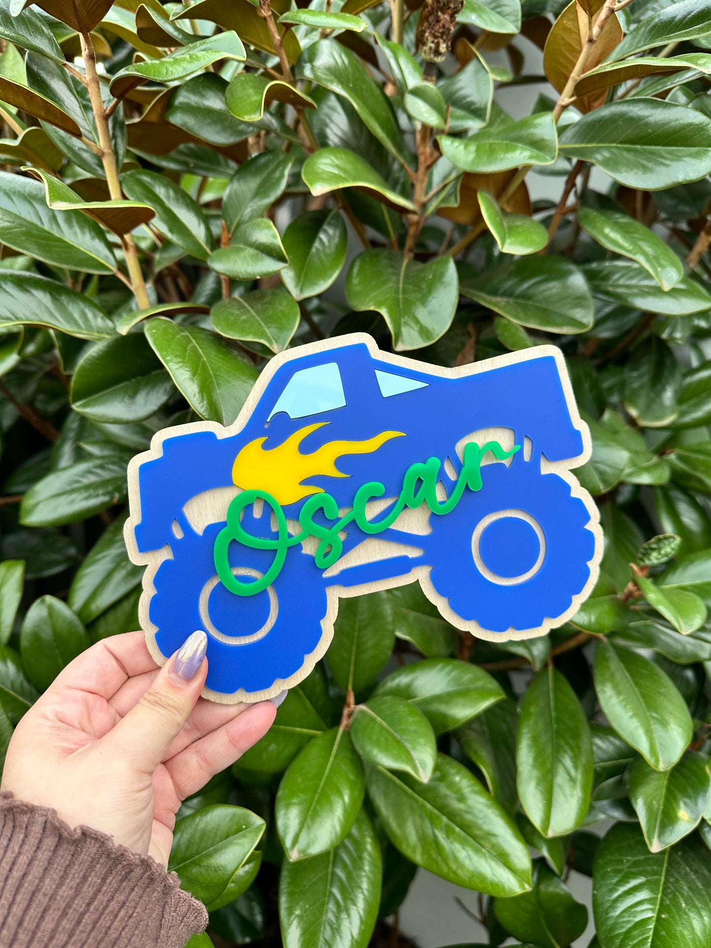 Monster truck name plaque