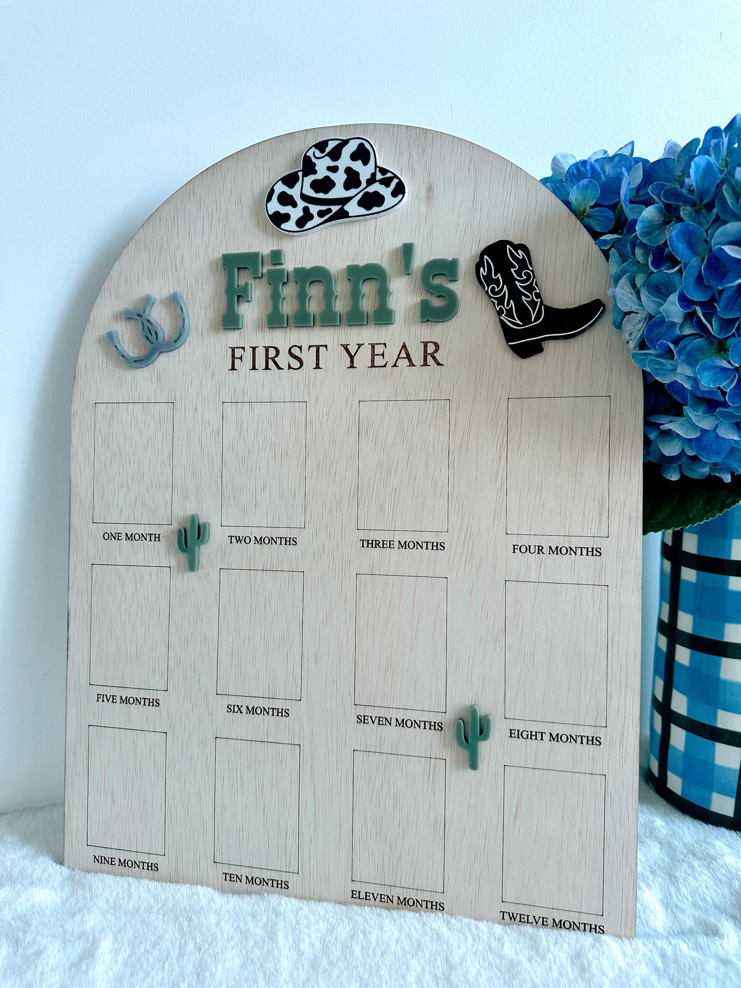 12 month photo board - Cowboy