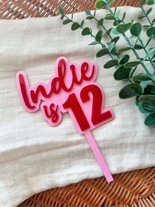 Personalised number cake topper