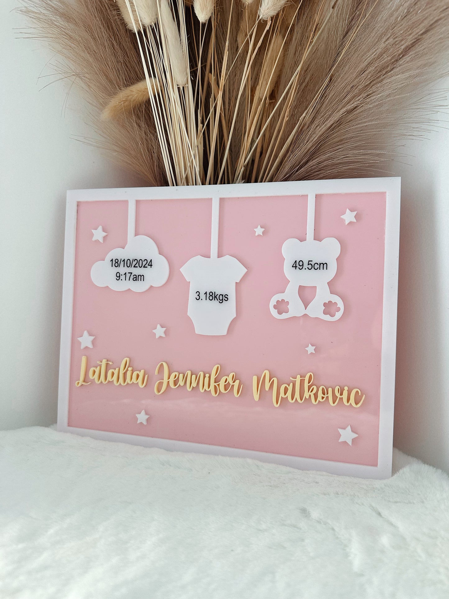 Baby birth details keepsake plaque