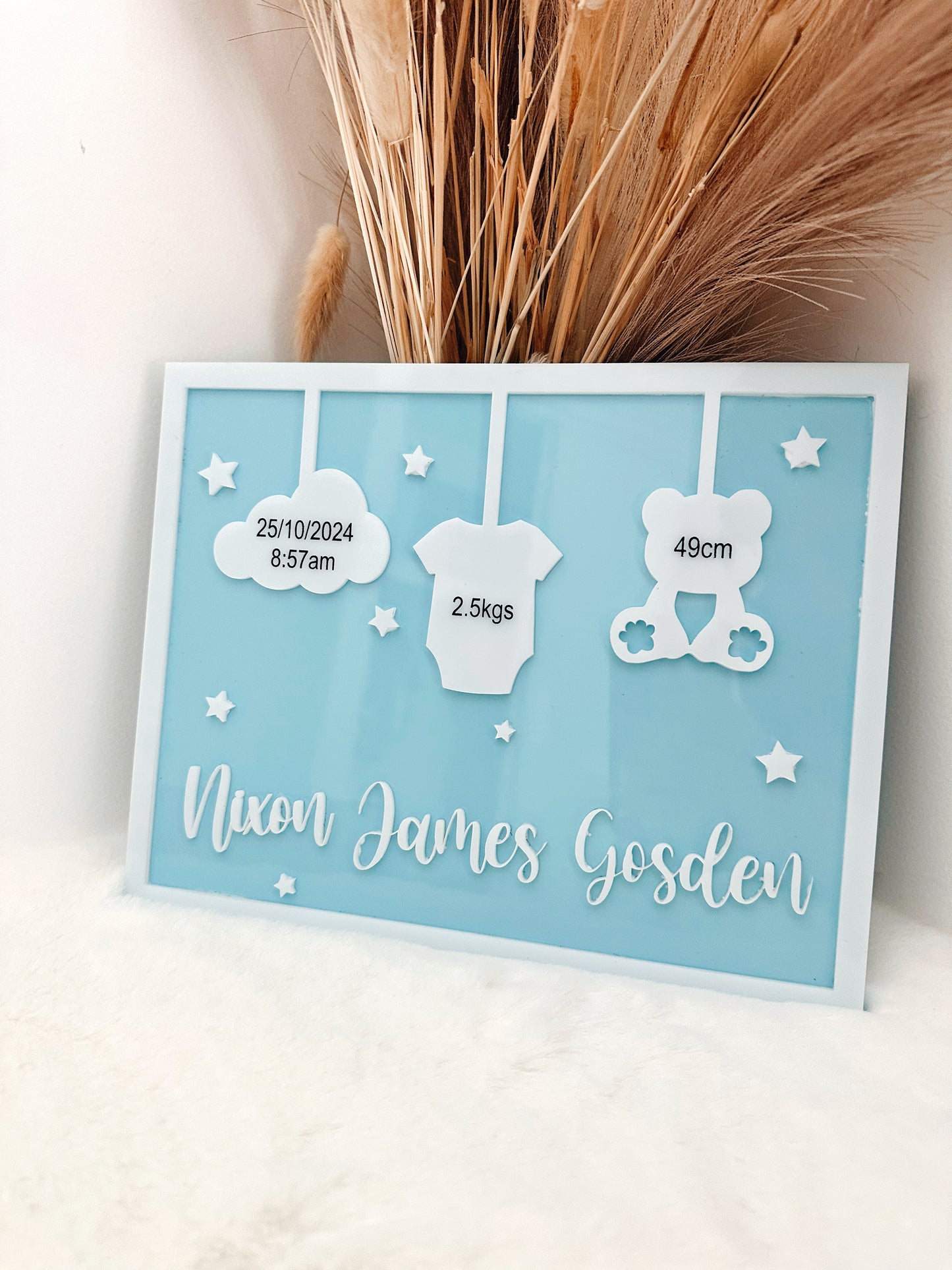 Baby birth details keepsake plaque