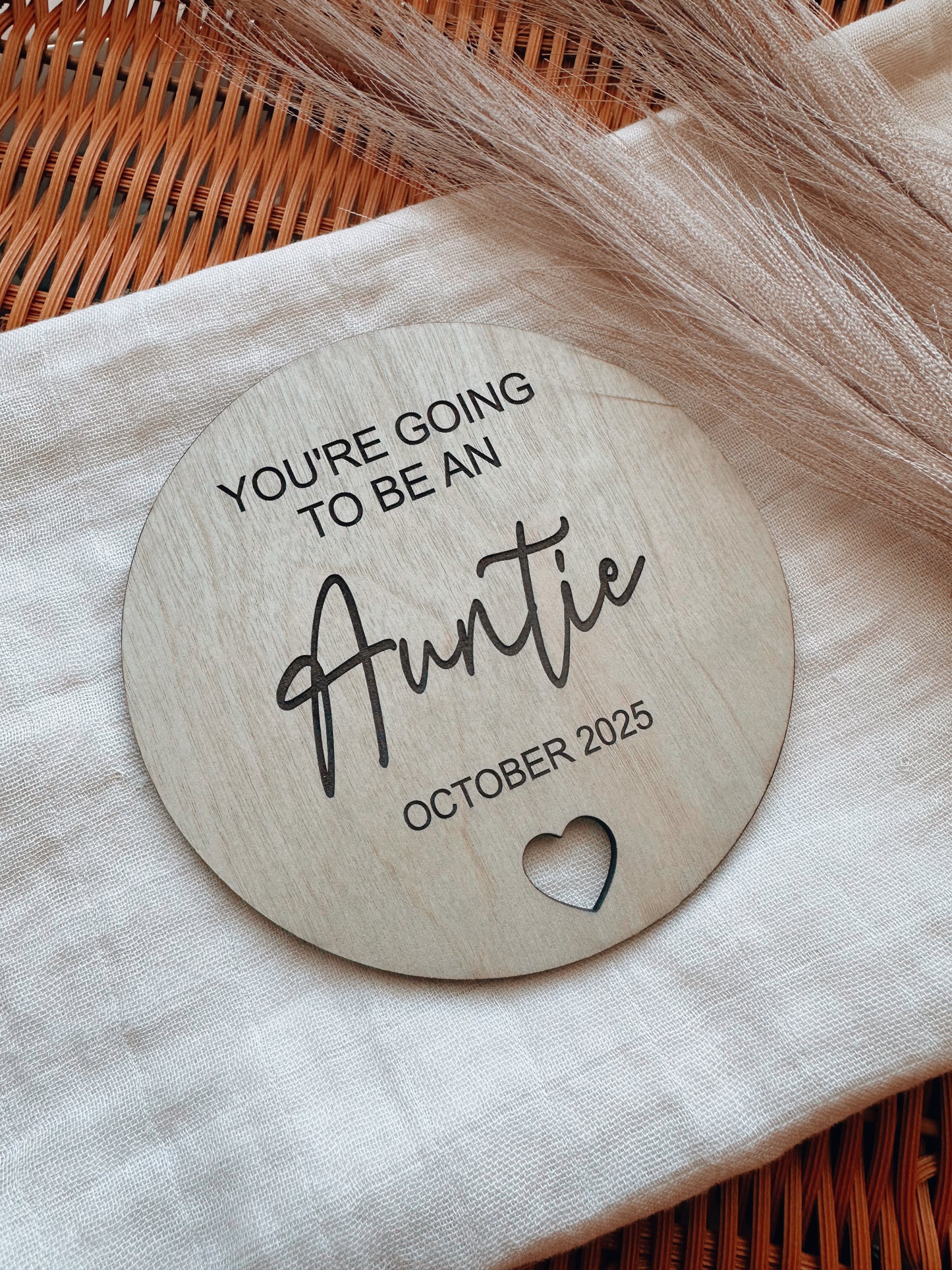 You're going to be an Auntie, pregnancy reveal plaque