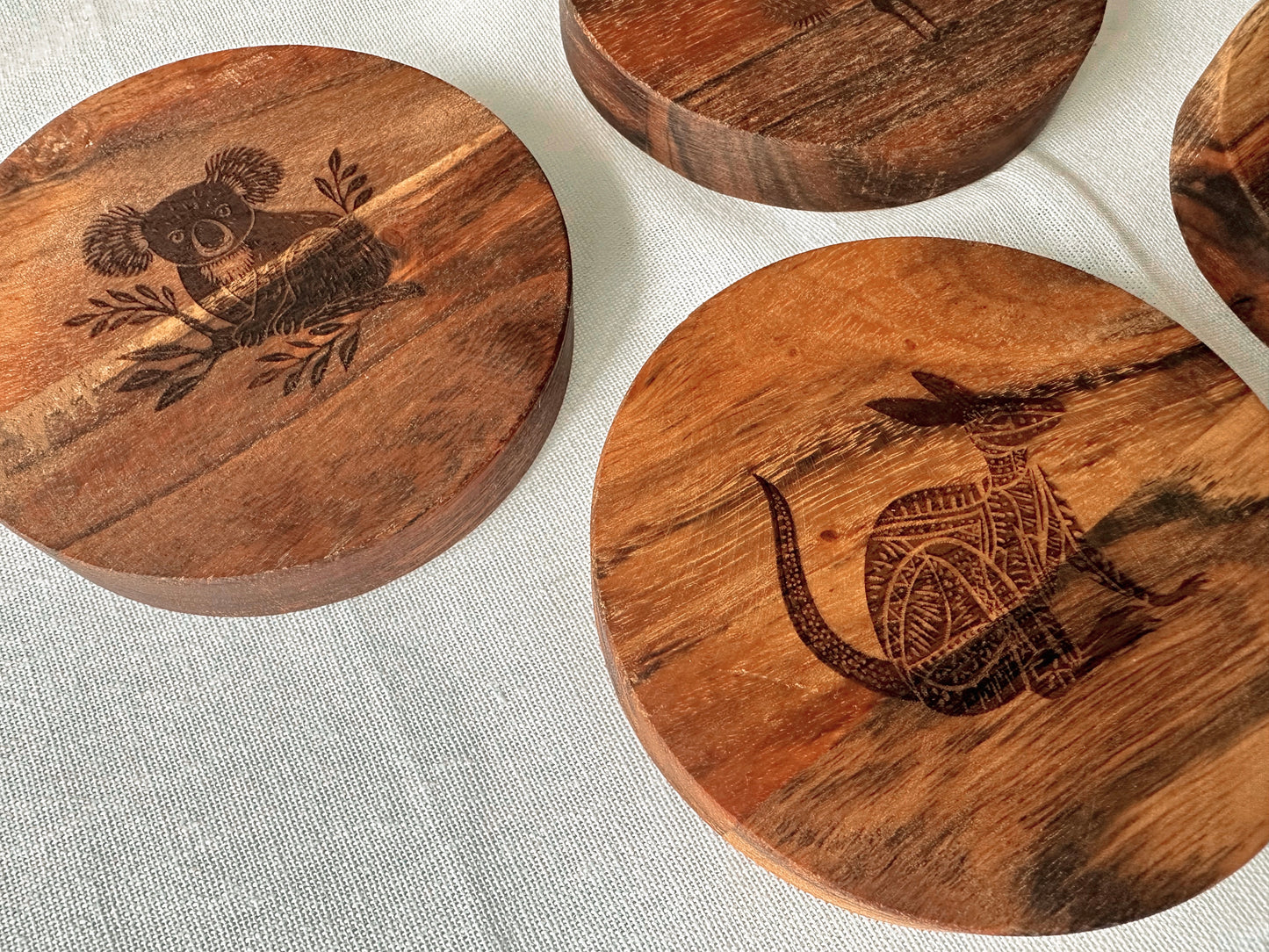 Aussie animals wooden coasters - Set of 4