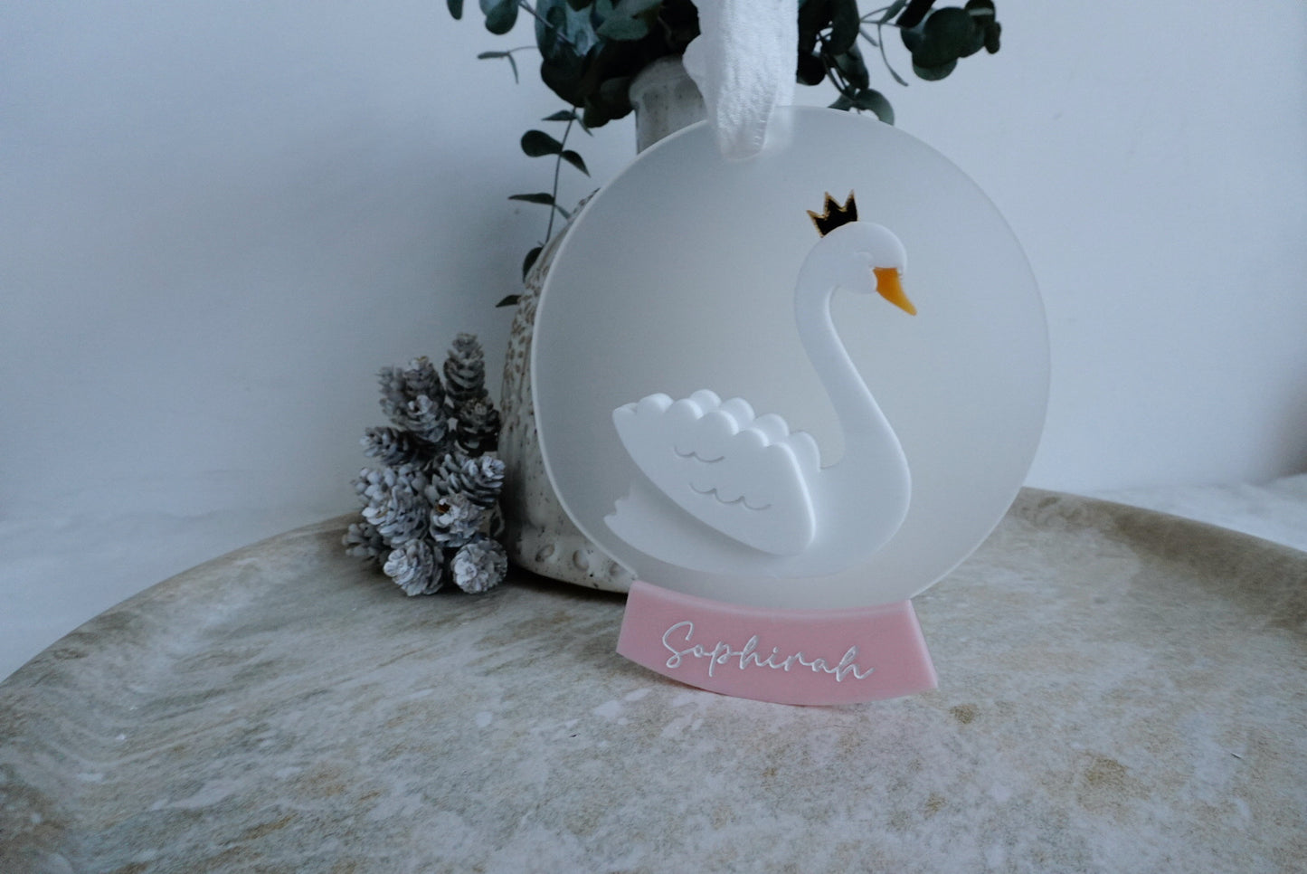 Swan snow globe ornament