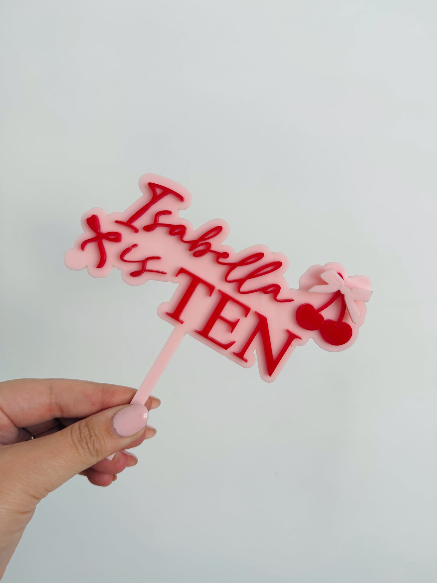 Cherry bow cake topper