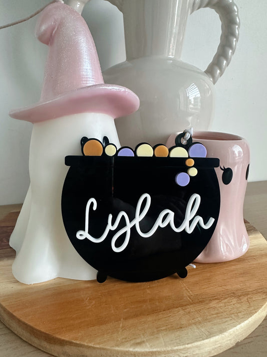 Cauldron Boo Basket Tag