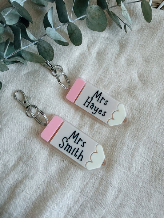 Personalised pencil keyring