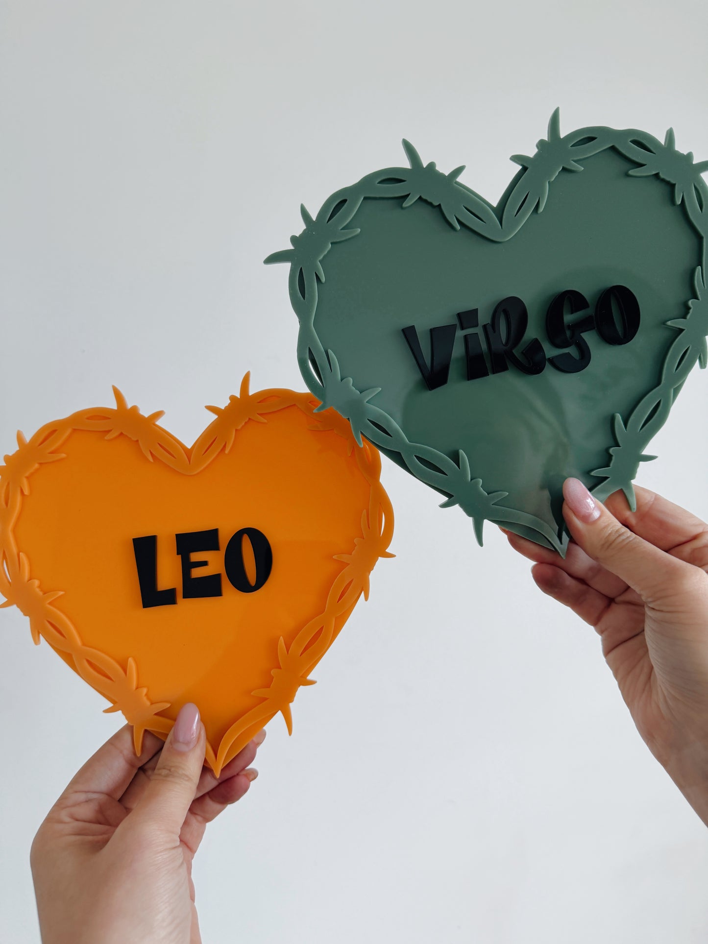 Zodiac barb wire heart wall plaques