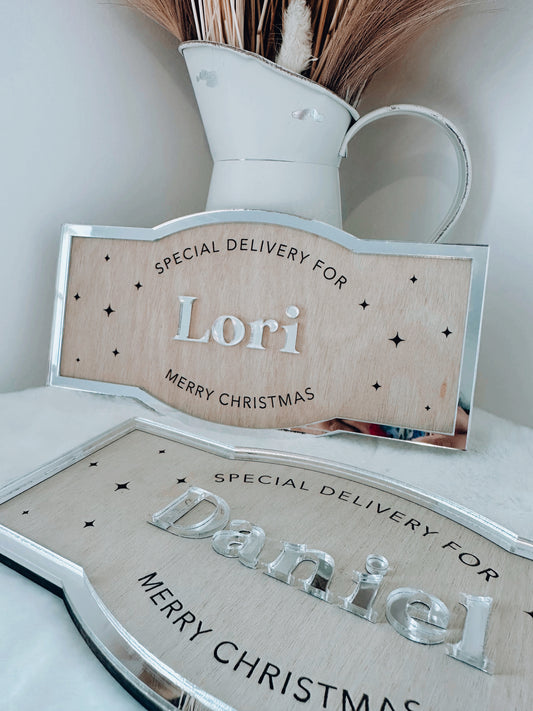 Mirror Christmas crate plaque