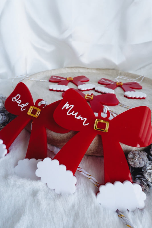 Santa bow ornaments