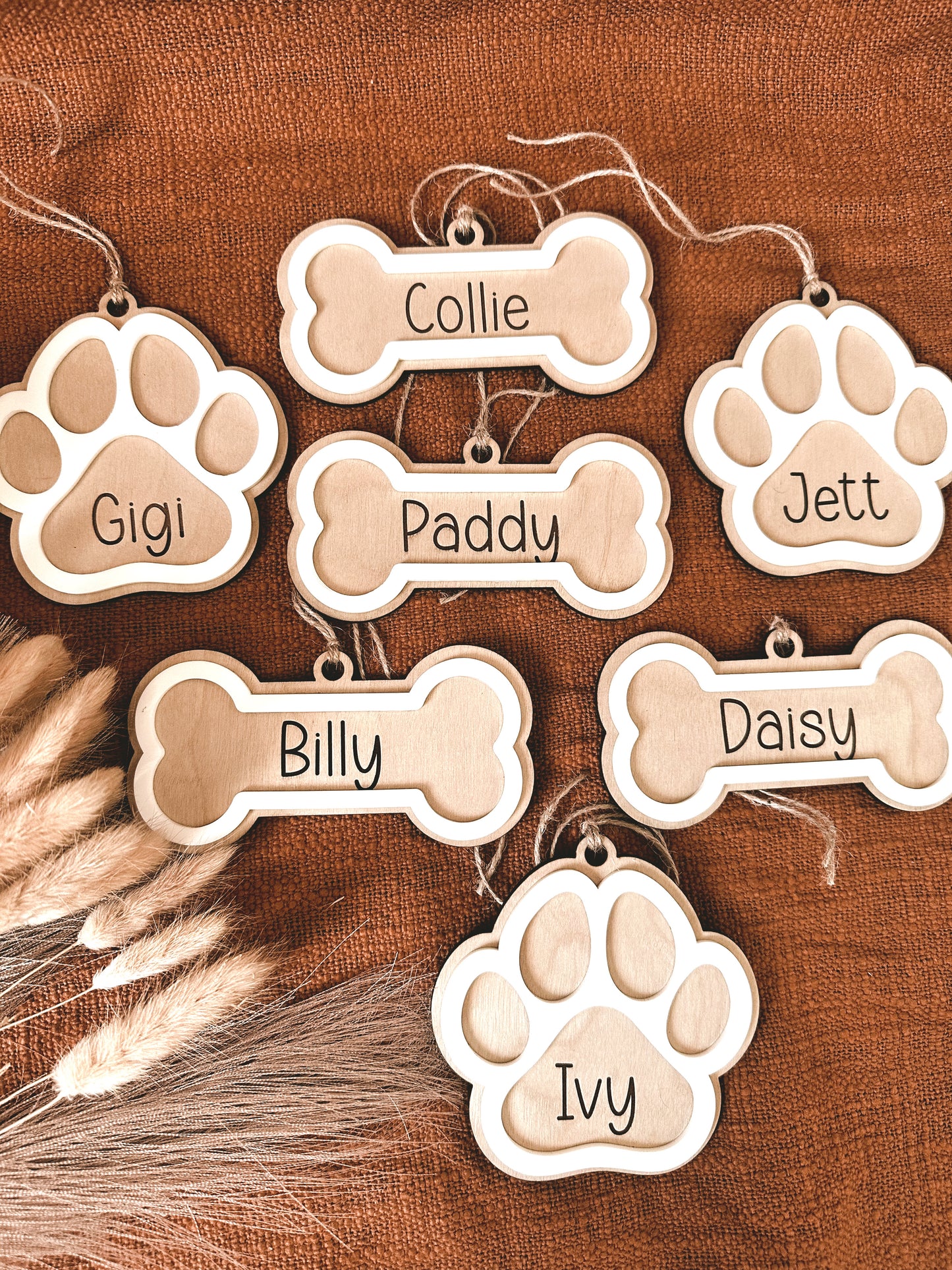Pet Christmas ornament - paw + bone