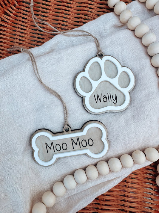 Pet Christmas ornament - paw + bone
