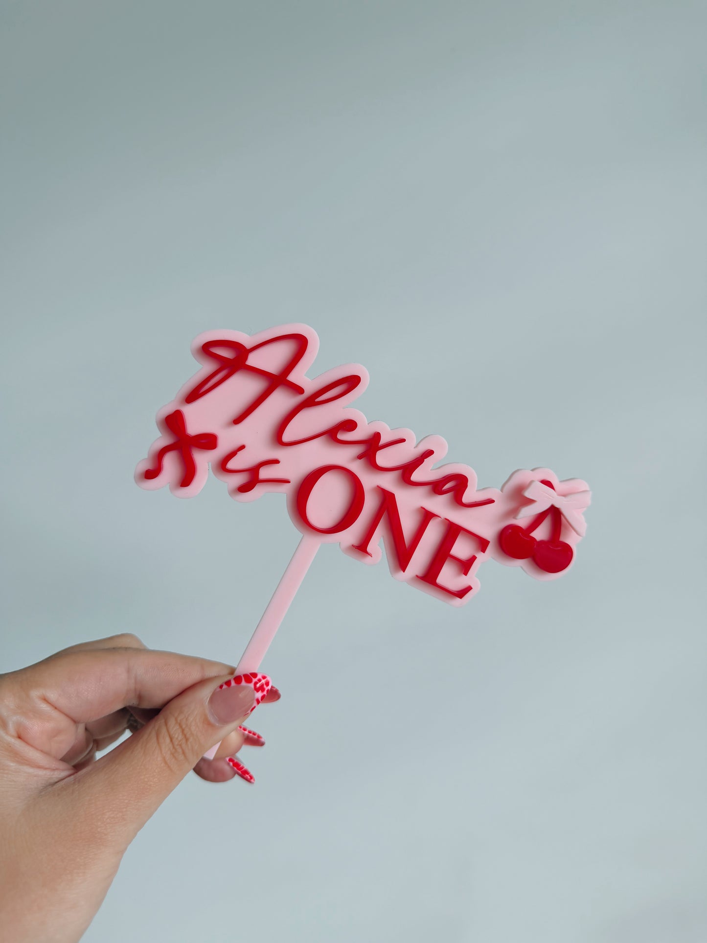Cherry bow cake topper
