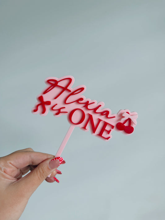 Cherry bow cake topper