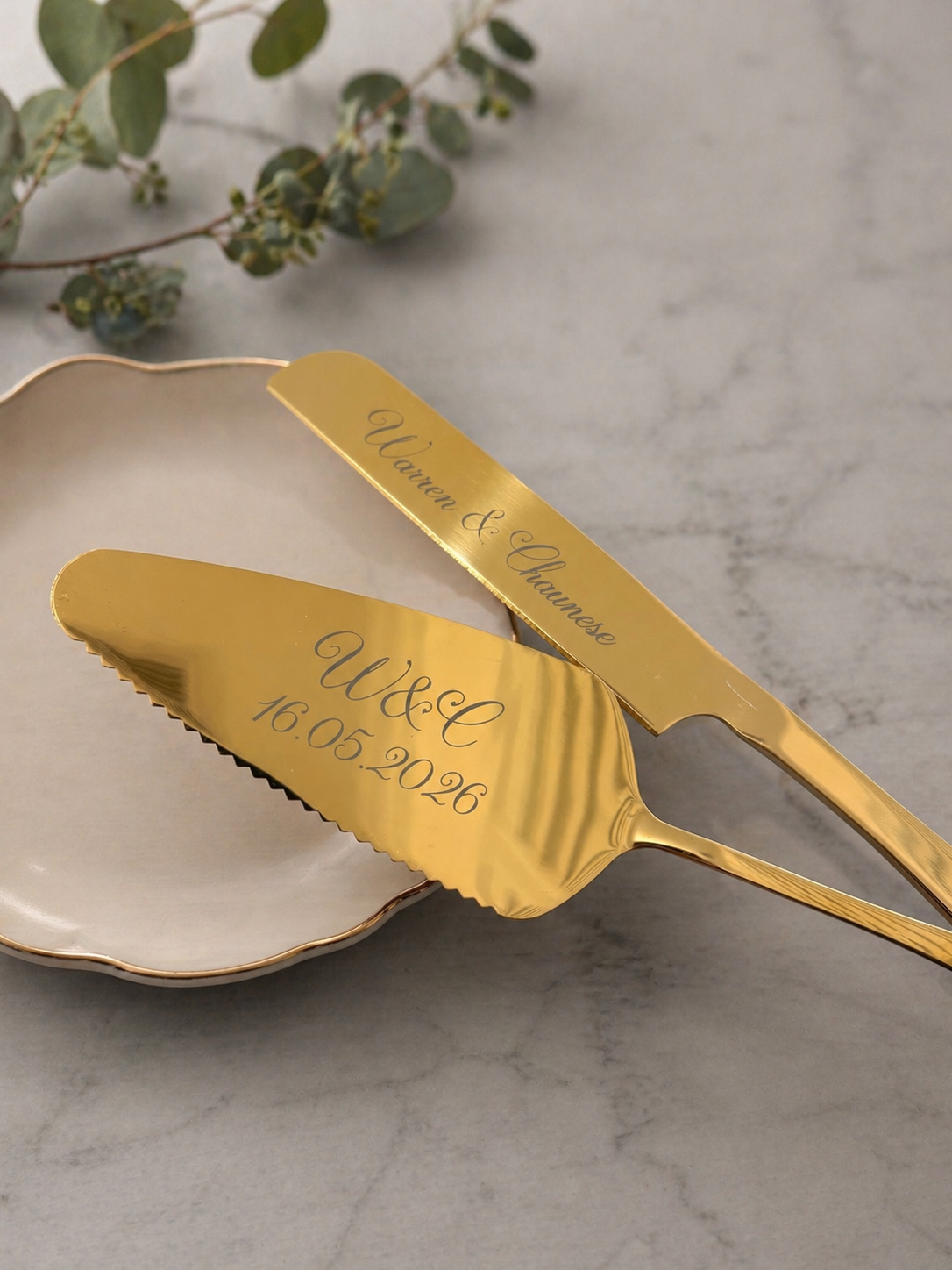 Personalised Engraved Cake Knife Set