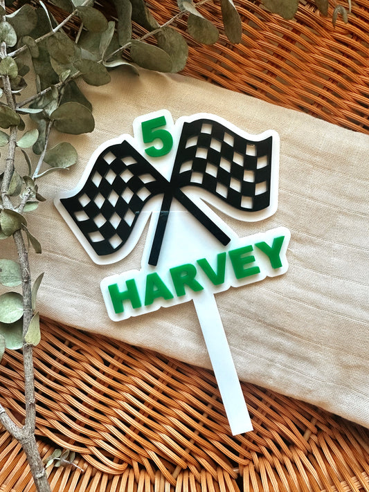 Racing flag cake topper