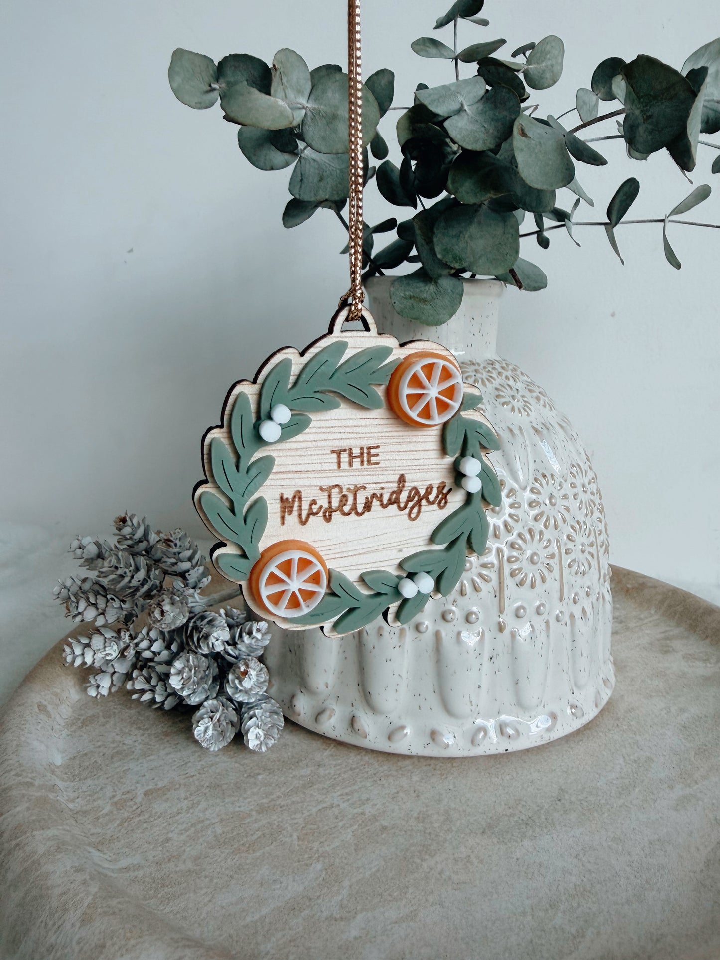 Orange wreath ornament