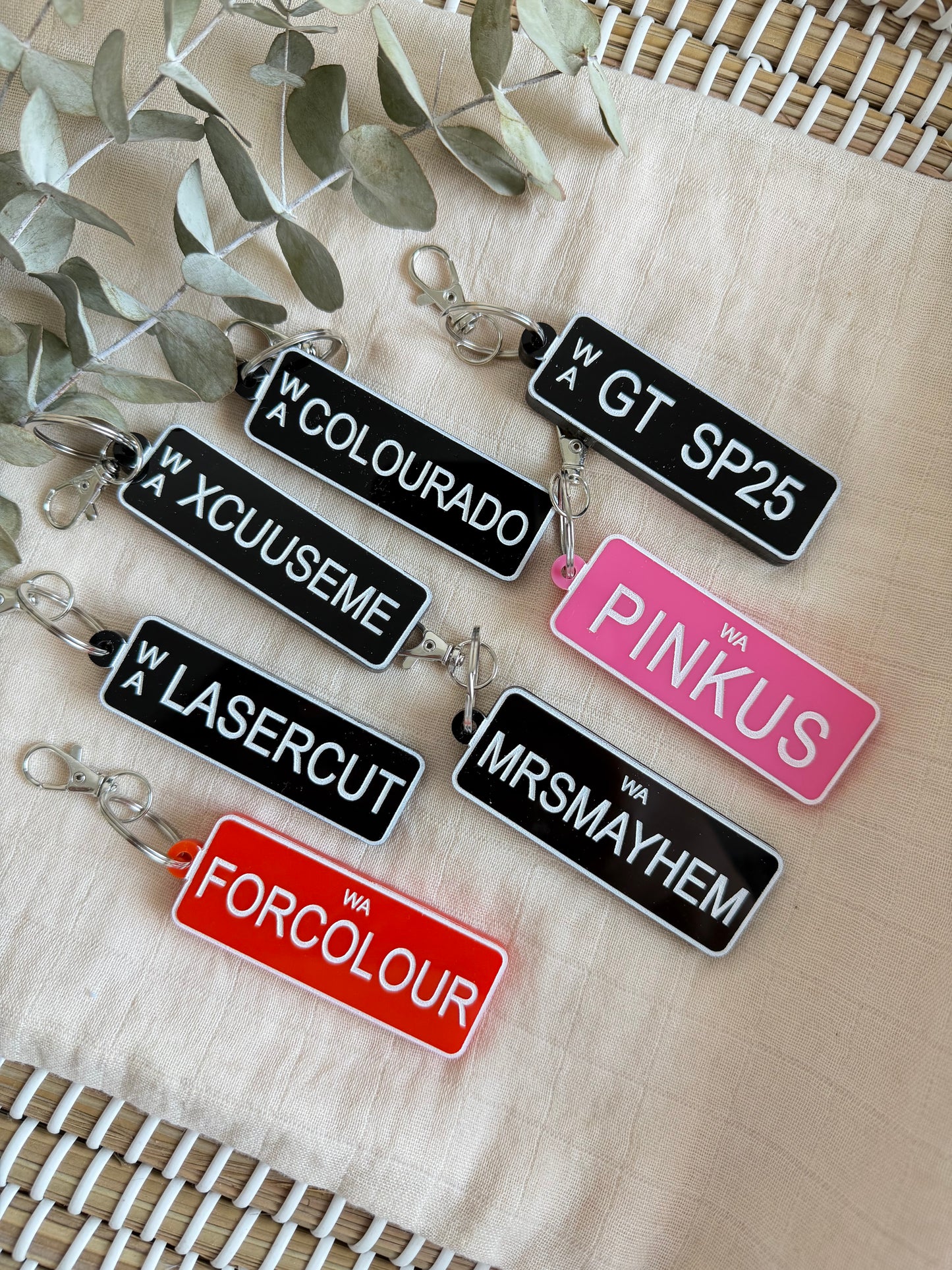 Personalised number plate keyring