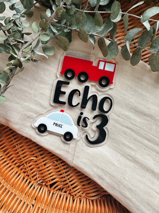 Police/fire cake topper