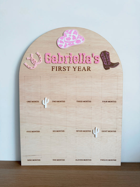 12 month photo board - Cowgirl