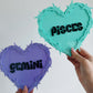 Zodiac barb wire heart wall plaques