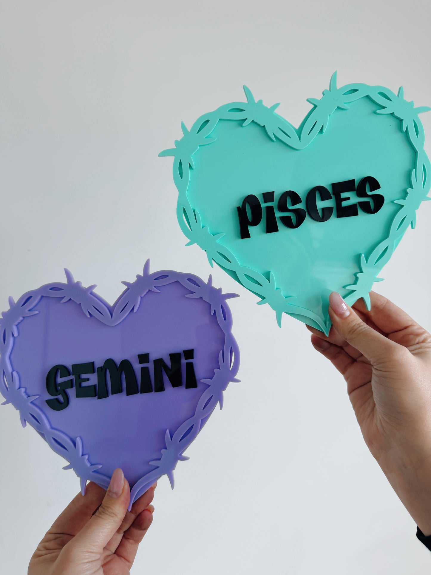 Zodiac barb wire heart wall plaques