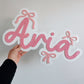 Bow bubble name sign