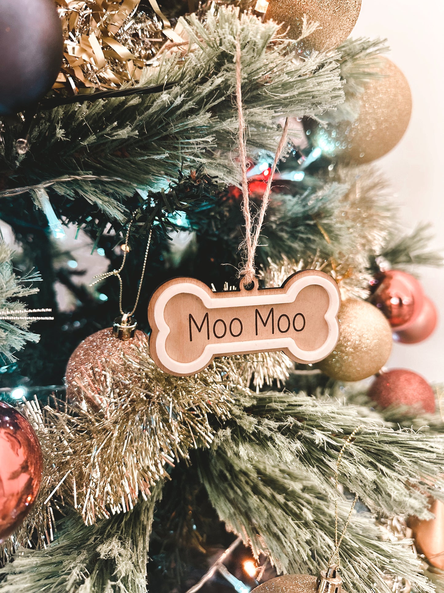 Pet Christmas ornament - paw + bone