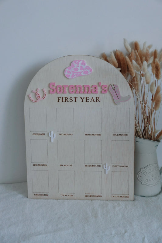12 month photo board - Cowgirl