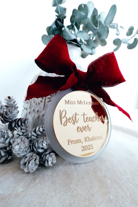 Best teacher ever ornament - bow