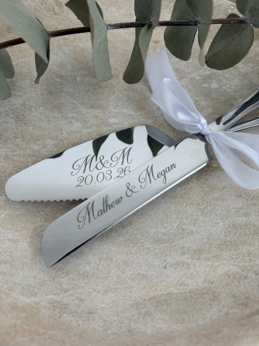 Personalised Engraved Cake Knife Set