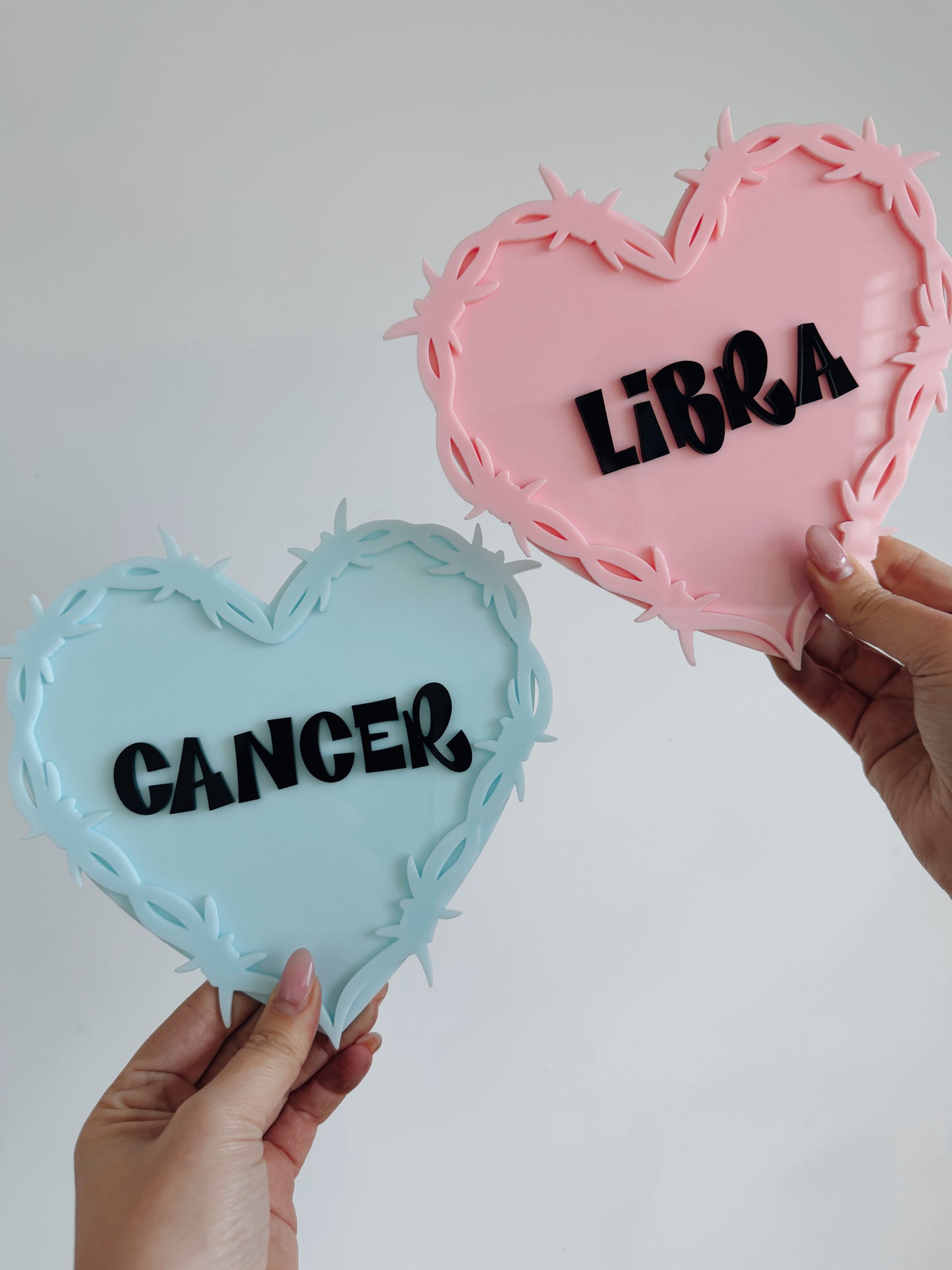 Zodiac barb wire heart wall plaques