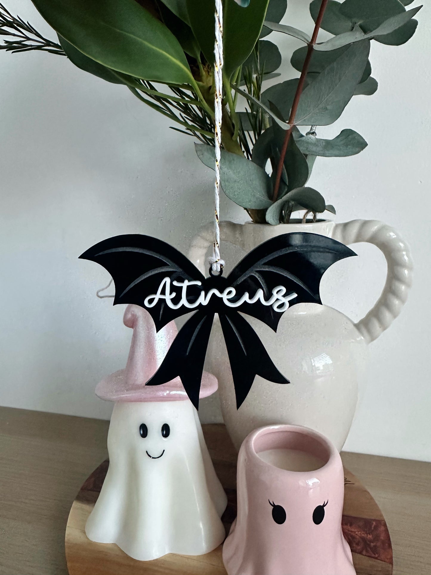 Bat Bow Boo Basket Tag
