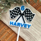 Racing flag cake topper