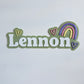 Hearts and rainbow bubble name sign