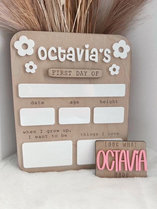 First day board and art magnet set