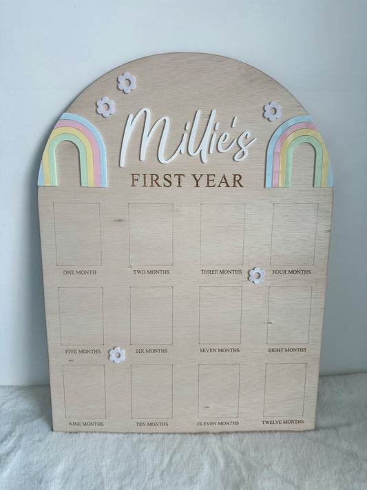 12 month photo board - rainbow
