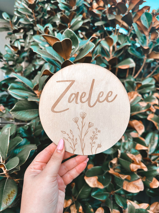 Wildflower engraved name plaques