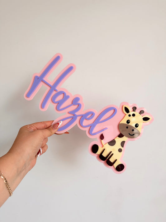 Giraffe bubble name sign